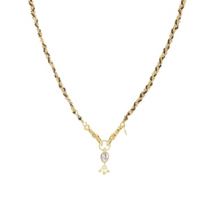 Gold Brown Necklace MLS989 MARIE LAURE CHAMOREL