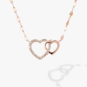 Interlocking Diamond Heart Pendant Necklace LANA