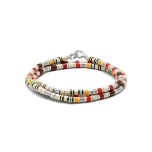 Mini Rizon Off White Mix Necklace Bracelet Pattern Beads with Silver Discs MAOR