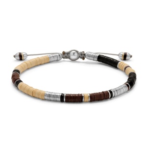 Palli Off White African Disc Bracelet With Silver Discs MAOR