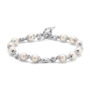 The Raigh 8MM Mix Silver & Pearl Bracelet MAOR