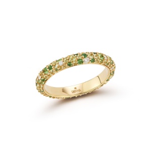 Thin Tidepool Peridot & Garnet Ring RENNA